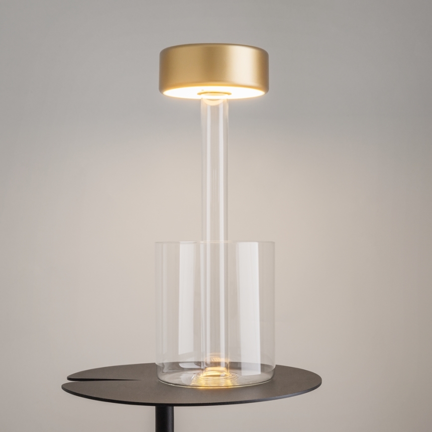 Maytoni MOD229TL-L3G3K1 - LED Dimming επαναφορτιζόμενο φορητό Επιτραπέζιο φωτιστικό LED/3W/5V 2200-4000K χρυσό/διαφανή