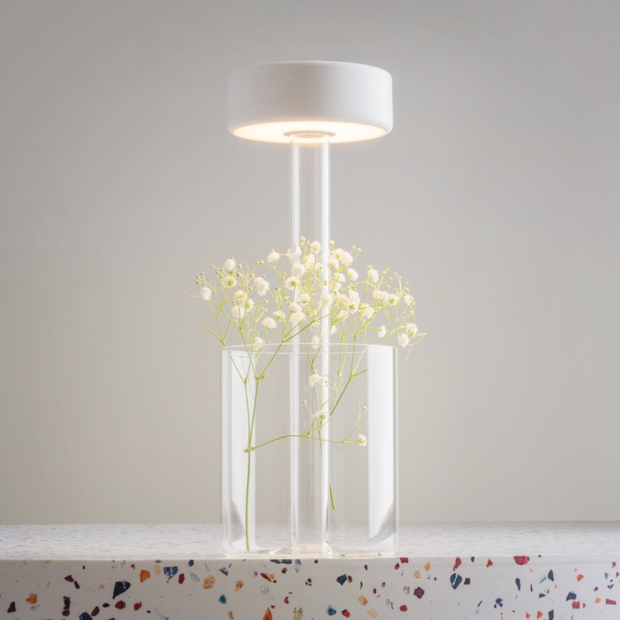 Maytoni MOD229TL-L3W3K1 - Φορητό επιτραπέζιο φωτιστικό LED με ρυθμιζόμενη ένταση, επαναφορτιζόμενο LED/3W/5V 2200-4000K 2000 mAh λευκό/διάφανο