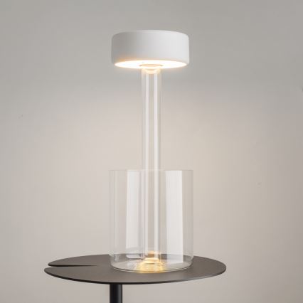 Maytoni MOD229TL-L3W3K1 - Φορητό επιτραπέζιο φωτιστικό LED με ρυθμιζόμενη ένταση, επαναφορτιζόμενο LED/3W/5V 2200-4000K 2000 mAh λευκό/διάφανο