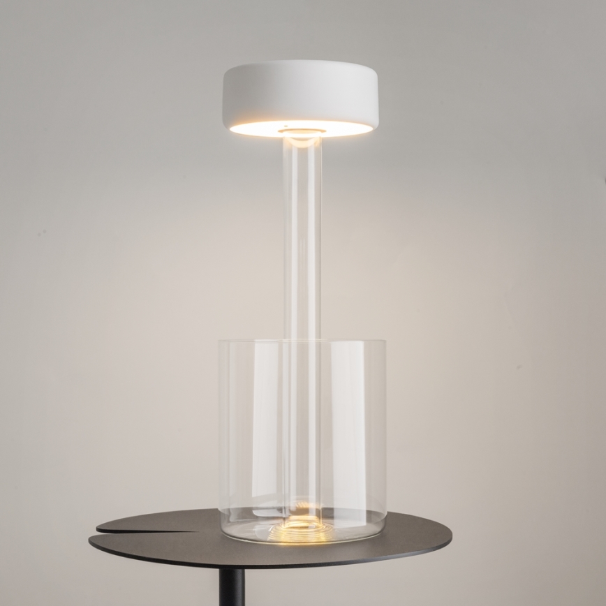 Maytoni MOD229TL-L3W3K1 - Φορητό επιτραπέζιο φωτιστικό LED με ρυθμιζόμενη ένταση, επαναφορτιζόμενο LED/3W/5V 2200-4000K 2000 mAh λευκό/διάφανο