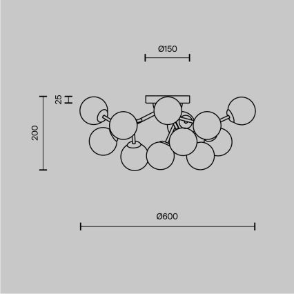 Maytoni MOD545CL-12B - Φωτιστικό οροφής DALLAS 12xG9/28W/230V μαύρο/καπνιστό