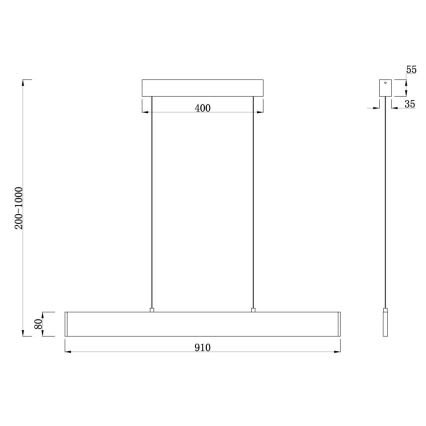 Maytoni P010PL-L23B4K -  Κρεμαστό φωτιστικό οροφής LED STEP LED/23W/230V 4000K 91 cm μαύρο