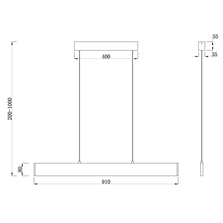 Maytoni P010PL-L23B4K -  Κρεμαστό φωτιστικό οροφής LED STEP LED/23W/230V 4000K 91 cm μαύρο