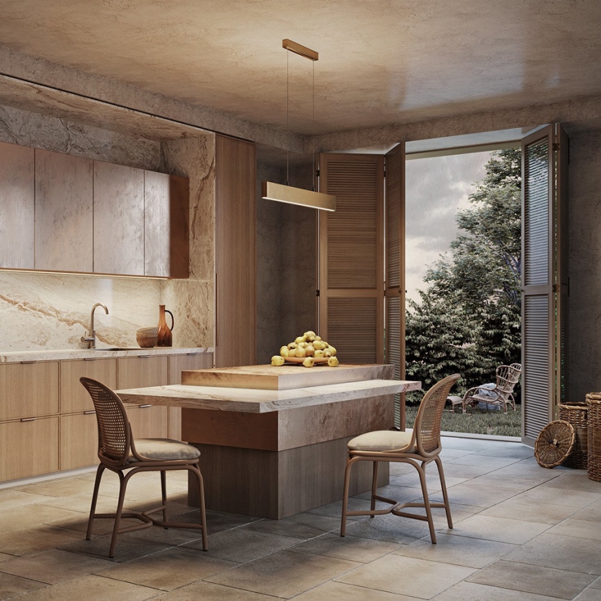 Maytoni P010PL-L23G3K - Κρεμαστό φωτιστικό οροφής LED STEP LED/23W/230V 3000K 91 cm χρυσό