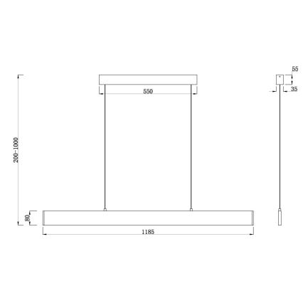 Maytoni P010PL-L30B4K -  Κρεμαστό φωτιστικό οροφής LED STEP LED/30W/230V 4000K 118,5 cm μαύρο