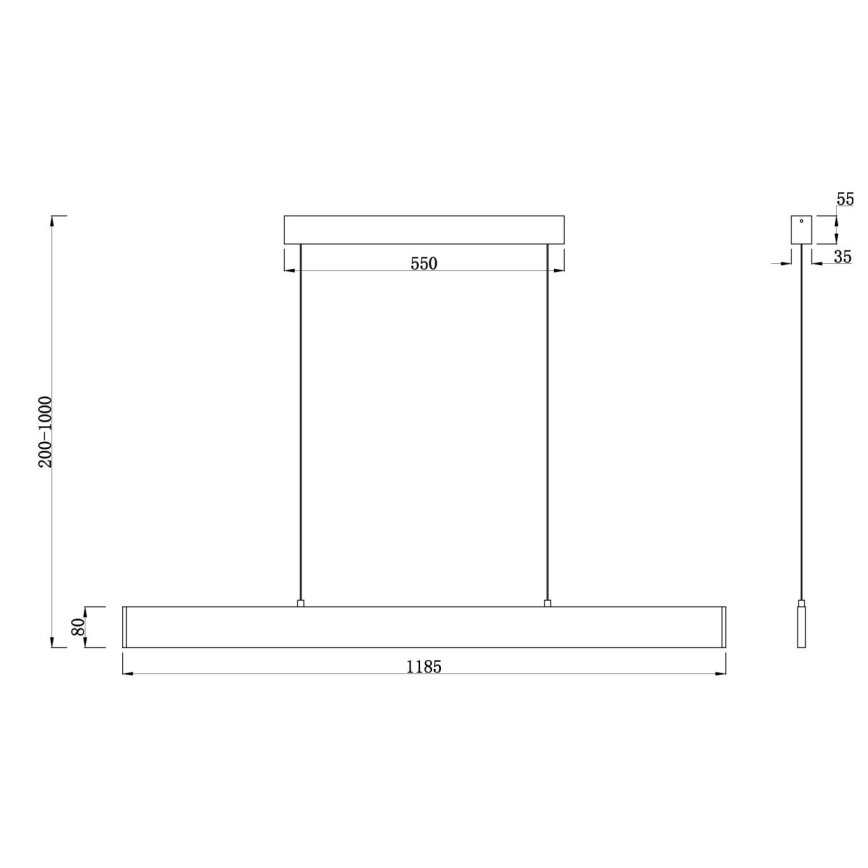 Maytoni P010PL-L30B4K -  Κρεμαστό φωτιστικό οροφής LED STEP LED/30W/230V 4000K 118,5 cm μαύρο