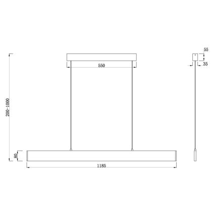 Maytoni P010PL-L30W4K -  Κρεμαστό φωτιστικό οροφής LED STEP LED/30W/230V 4000K 118,5 cm λευκό