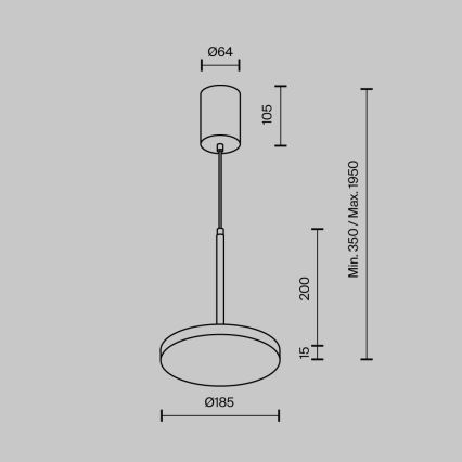 Maytoni P076PL-L12W3K-B -  Κρεμαστό φωτιστικό οροφής LED PLATO LED/12W/230V 3000K μαύρο
