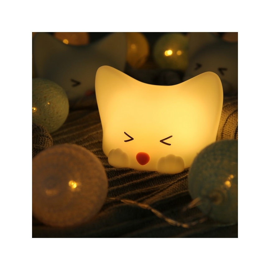 MegaLight - LED RGB Dimming επαναφορτιζόμενο παιδικό αφής φωτιστικό CATTY CAT LED/5V