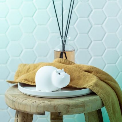 MegaLight - LED RGB Επαναφορτιζόμενο παιδικό αφής Φωτάκι μπάνιου SWIMMY HIPPO LED/5V IP67