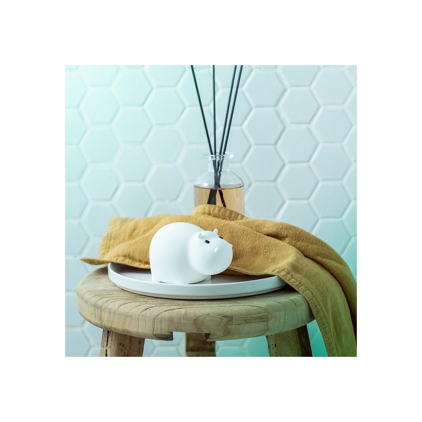 MegaLight - LED RGB Επαναφορτιζόμενο παιδικό αφής Φωτάκι μπάνιου SWIMMY HIPPO LED/5V IP67