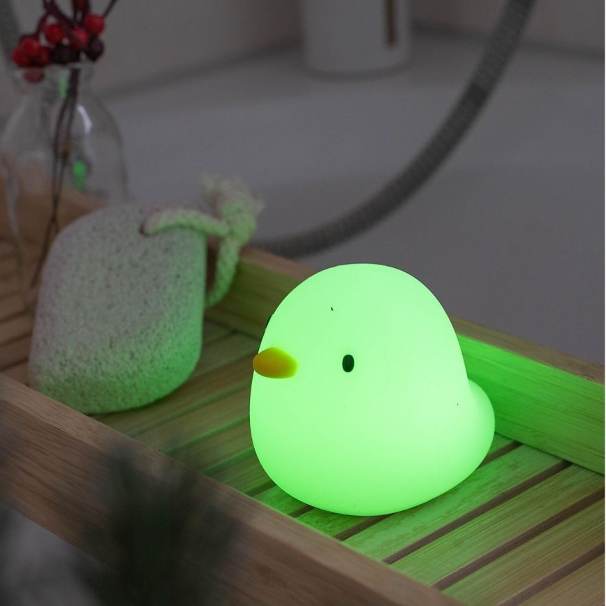MegaLight - LED RGB Επαναφορτιζόμενο παιδικό αφής Φωτάκι μπάνιου SWIMMY DUCK LED/5V IP67