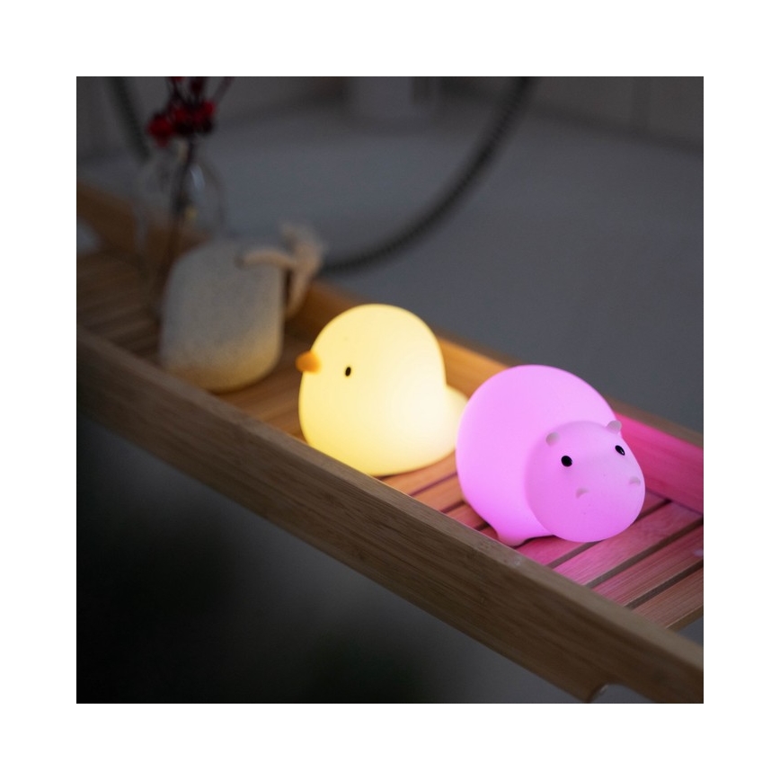 MegaLight - LED RGB Επαναφορτιζόμενο παιδικό αφής Φωτάκι μπάνιου SWIMMY DUCK LED/5V IP67