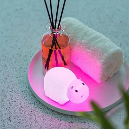 MegaLight - LED RGB Επαναφορτιζόμενο παιδικό αφής Φωτάκι μπάνιου SWIMMY HIPPO LED/5V IP67