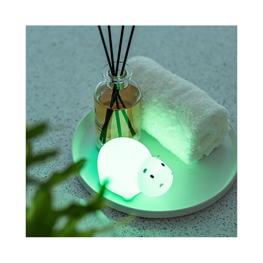 MegaLight - LED RGB Επαναφορτιζόμενο παιδικό αφής Φωτάκι μπάνιου SWIMMY HIPPO LED/5V IP67