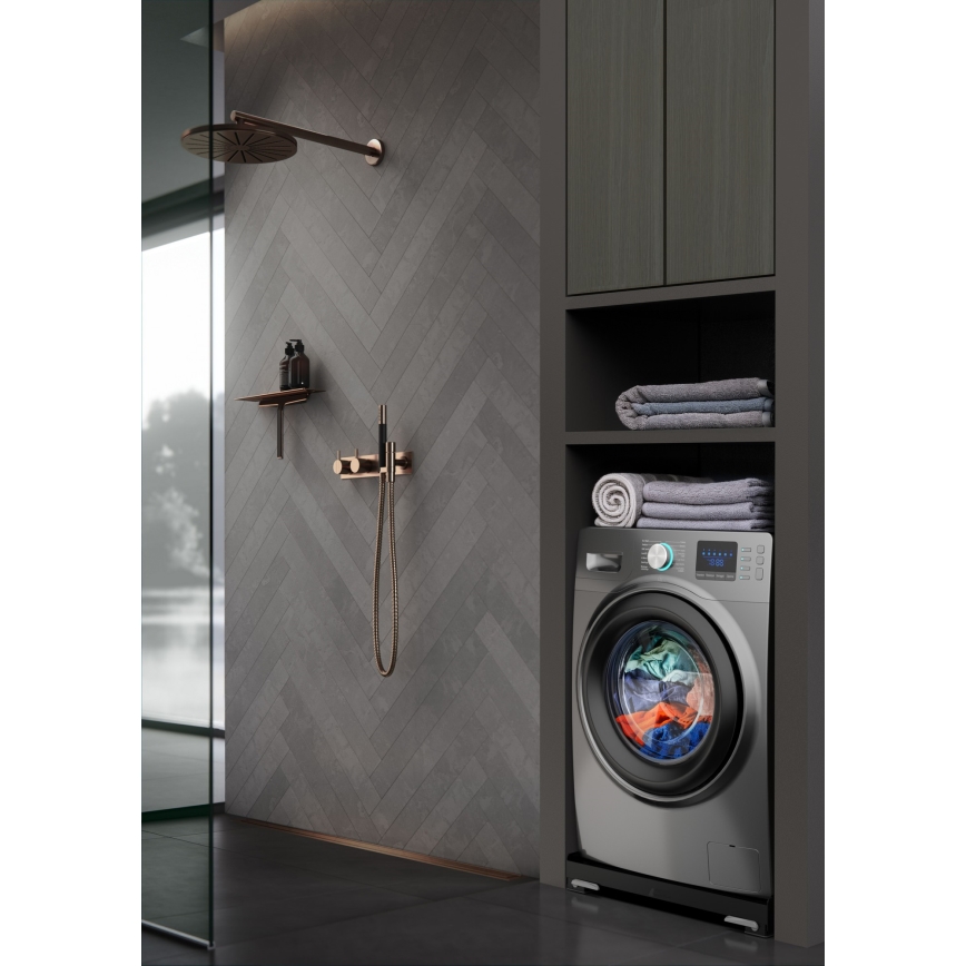 Meliconi 656168 - Αντιδονητική βάση για πλυντήριο με αναδιπλούμενους τροχούς, 47 cm, μαύρη