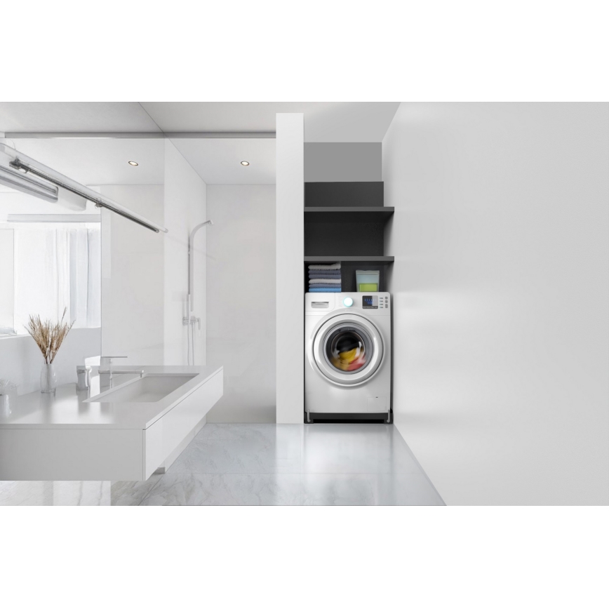 Meliconi 656168 - Αντιδονητική βάση για πλυντήριο με αναδιπλούμενους τροχούς, 47 cm, μαύρη