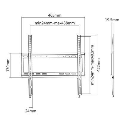 MK FLORIA MKF-20DF447 - Σταθερή βάση τηλεόρασης επιτοίχια 65" μαύρο