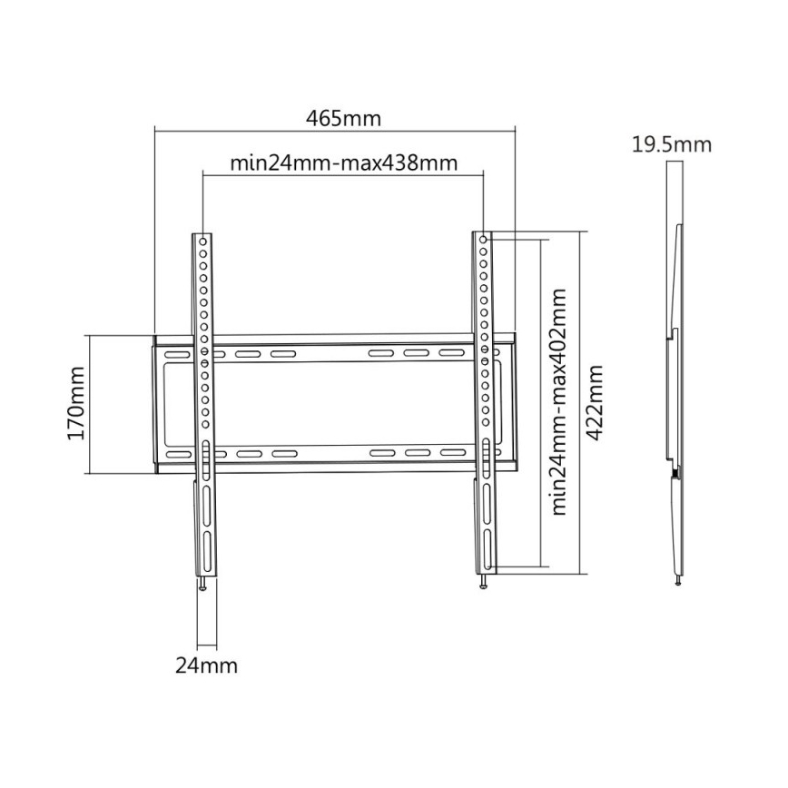 MK FLORIA MKF-20DF447 - Σταθερή βάση τηλεόρασης επιτοίχια 65" μαύρο