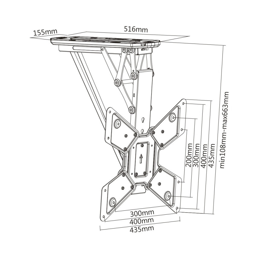 MK FLORIA MKF-20DM444 - Έξυπνη βάση τηλεόρασης οροφής 55 μαύρο Wi-Fi TUYA + τηλεχειριστήριο