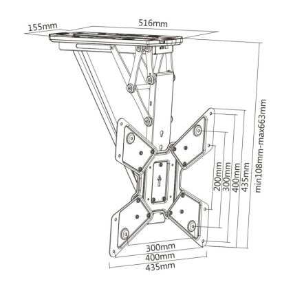 MK FLORIA MKF-20DM444 - Έξυπνη βάση τηλεόρασης οροφής 55" μαύρο Wi-Fi TUYA + τηλεχειριστήριο