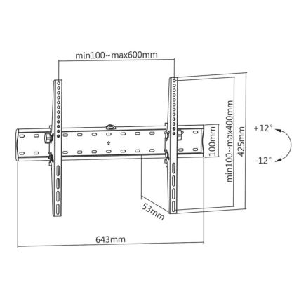 MK FLORIA MKF-23DN640 - Πτυσσόμενη βάση τηλεόρασης τοίχου 80" μαύρο