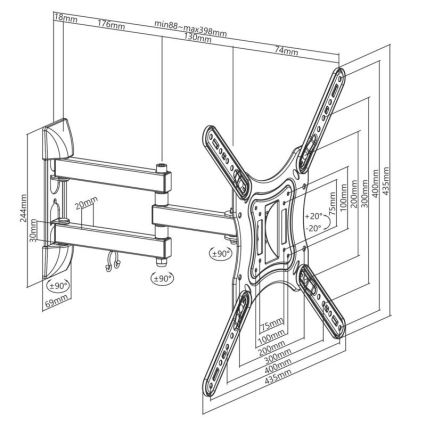 MK FLORIA MKF-23DP444 - Βάση τοίχου για τηλεόραση με σύνδεσμο 65 μαύρο