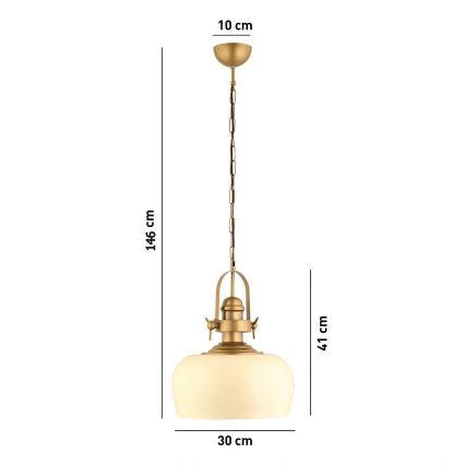MONZA κρεμαστό φωτιστικό 1xE27/40W/230V, διάμετρος 30 cm, κρέμα/χρυσό