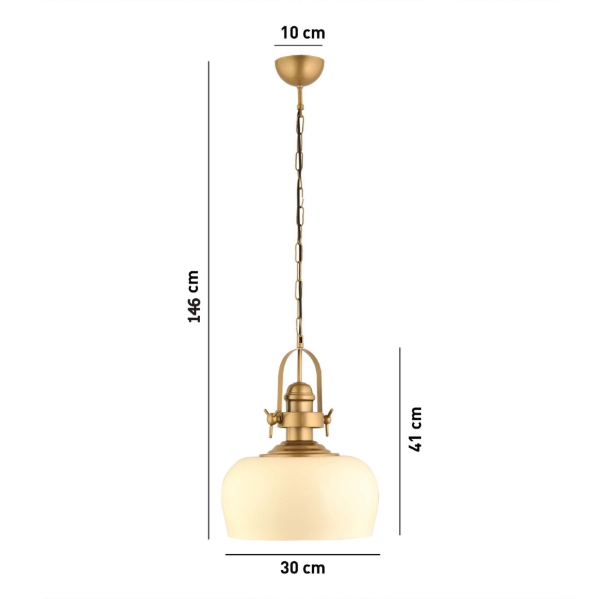 MONZA κρεμαστό φωτιστικό 1xE27/40W/230V, διάμετρος 30 cm, κρέμα/χρυσό
