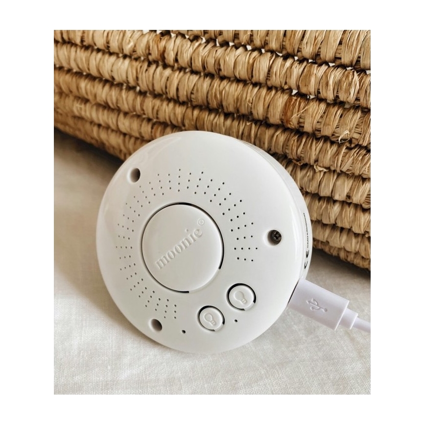 Moonie - Λούτρινο αρκουδάκι από οργανικό βαμβάκι με ήχο και φως rose natur