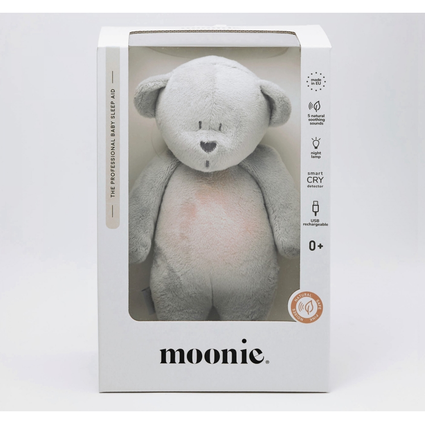 Moonie - Λούτρινο ζωάκι με μουσική και φωτάκι αρκουδάκι 2.0 ασημί