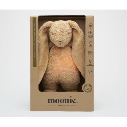 Moonie - Λούτρινο ζωάκι με μουσική και φωτάκι λαγουδάκι 2.0 organic cappuccino