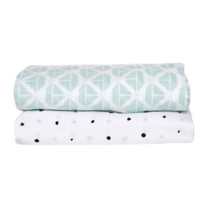 MOTHERHOOD - Κουβέρτα μουσελίνας 2τμχ Mint Boats 100x120 cm