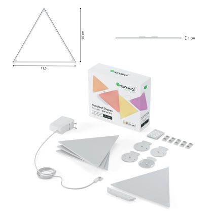 Nanoleaf - ΣΕΤ 10x LED RGB Πάνελ με dimmer TRIANGLES LED/0,5W/230V Wi-Fi