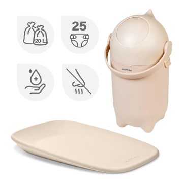 Nattou - Καλάθι για πάνες και υπόστρωμα αλλαγής SOFTY 50x70 cm μπεζ