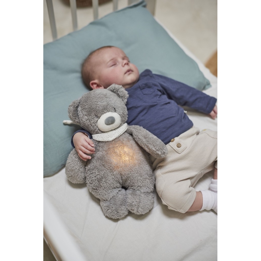 Nattou - Snuggle buddy με ένα melody και φωστικό SLEEPY BEAR 4σε1 γκρι