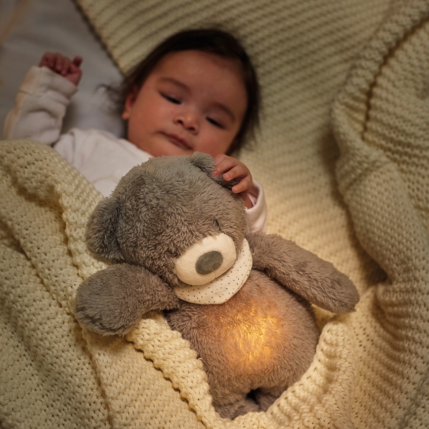Nattou - Snuggle buddy με ένα melody και φωστικό SLEEPY BEAR 4σε1 γκρι
