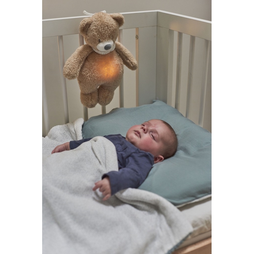 Nattou - Snuggle buddy με ένα melody και φωστικό SLEEPY BEAR 4σε1 καφέ