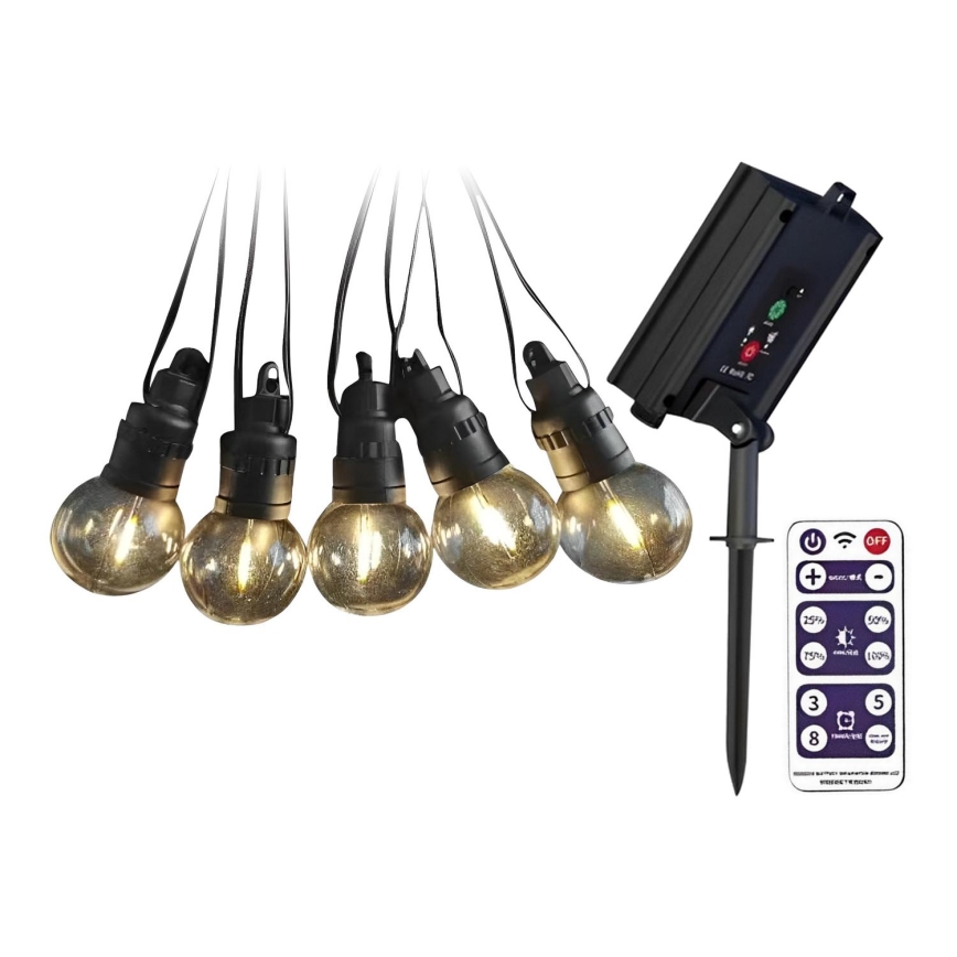 Ηλιακή αλυσίδα LED 10xLED/0,5/4,5V 12 μ 3000K IP44 1200 mAh + τηλεχειριστήριο