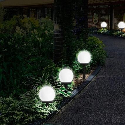 Ηλιακή λάμπα LED/1,2 V 6500 K 200 mAh διάμ. 10 cm IP44 λευκό/μαύρο