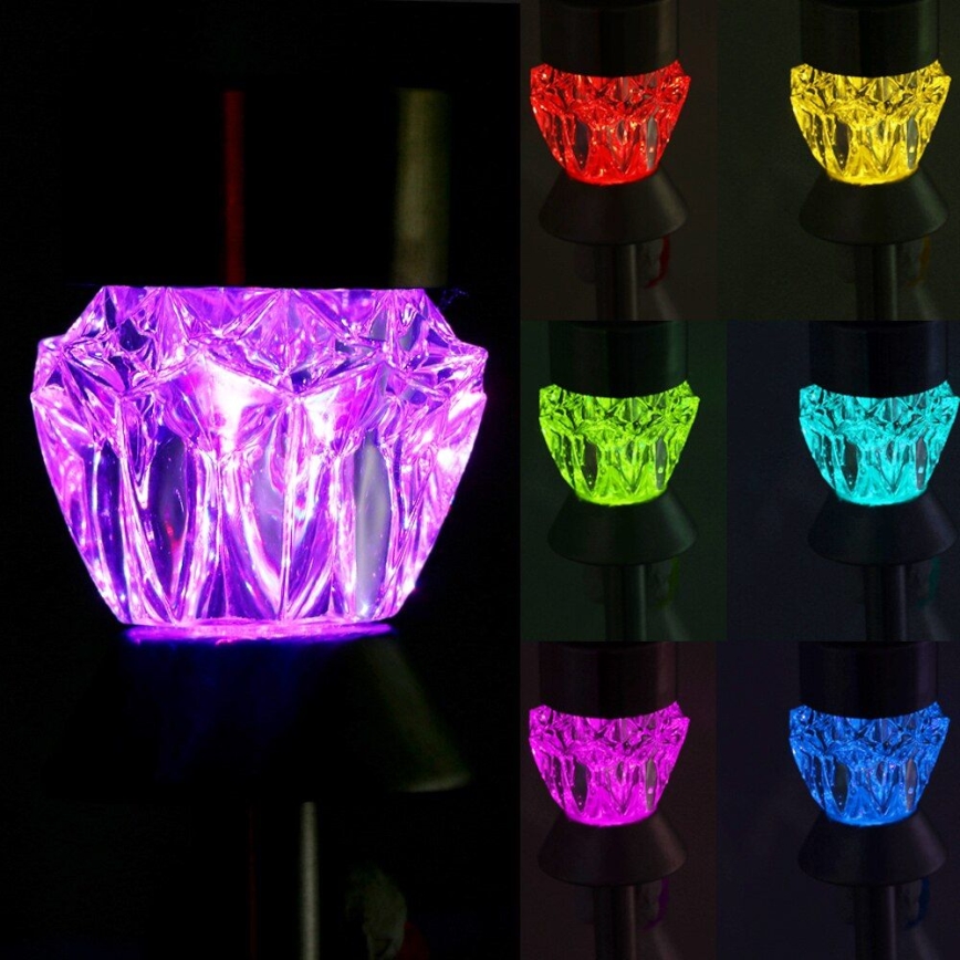Ηλιακή λάμπα LED CRYSTAL 2xLED-RGB/0,02W/1xAAA χρώμιο ματ IP44