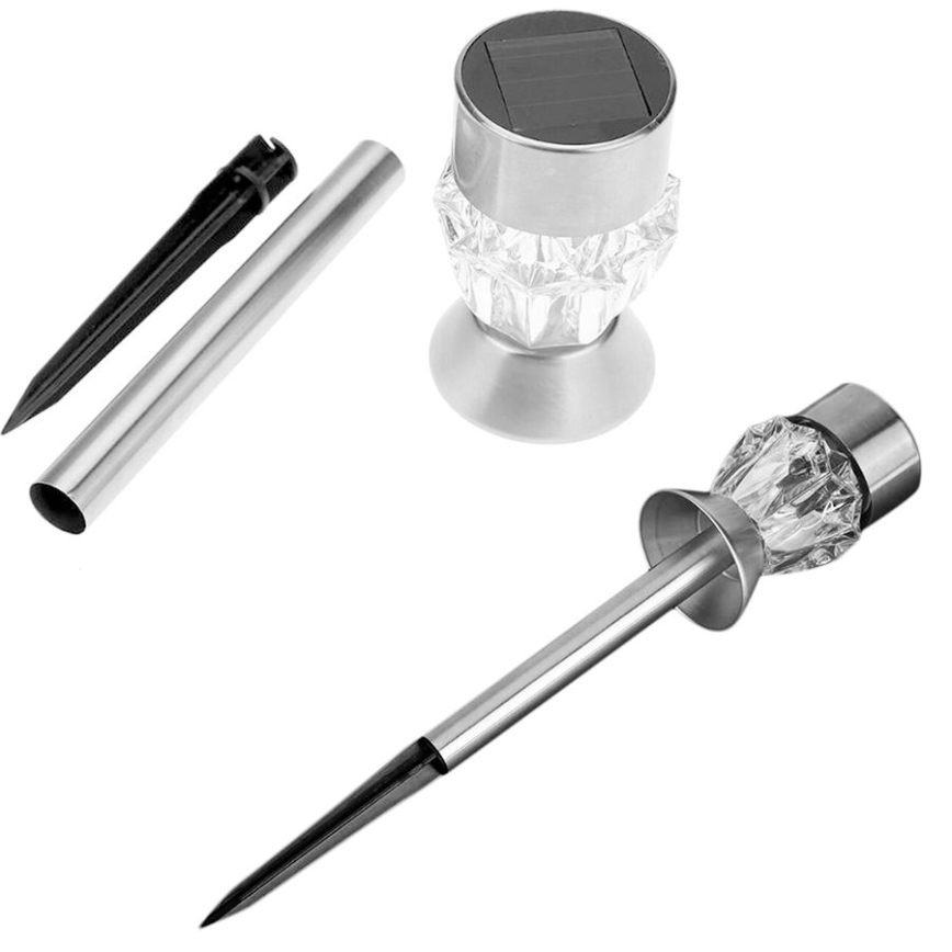 Ηλιακή λάμπα LED CRYSTAL 2xLED-RGB/0,02W/1xAAA χρώμιο ματ IP44