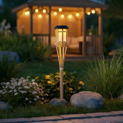 Ηλιακή LED λάμπα BAMBOO LED/1,2V 150 mAh 1800K 56 cm IP44 μπεζ