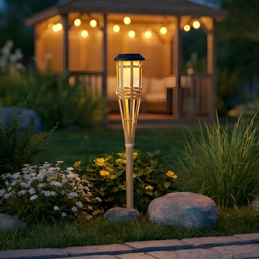 Ηλιακή LED λάμπα BAMBOO LED/1,2V 150 mAh 1800K 56 cm IP44 μπεζ
