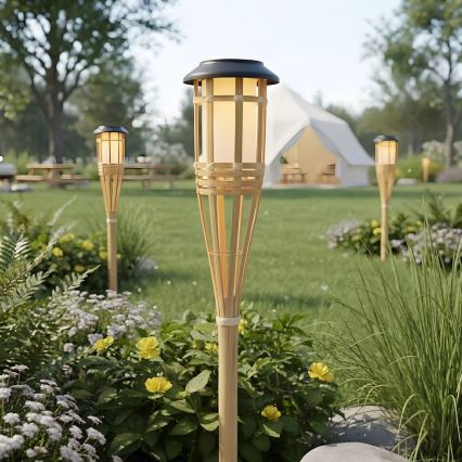 Ηλιακή LED λάμπα BAMBOO LED/1,2V 150 mAh 1800K 56 cm IP44 μπεζ