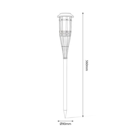 Ηλιακή LED λάμπα BAMBOO LED/1,2V 150 mAh 1800K 56 cm IP44 μπεζ