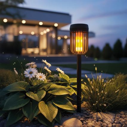 Ηλιακή LED λάμπα FLAME LED/1,2V 100 mAh 1800K 37 cm IP44 μαύρη
