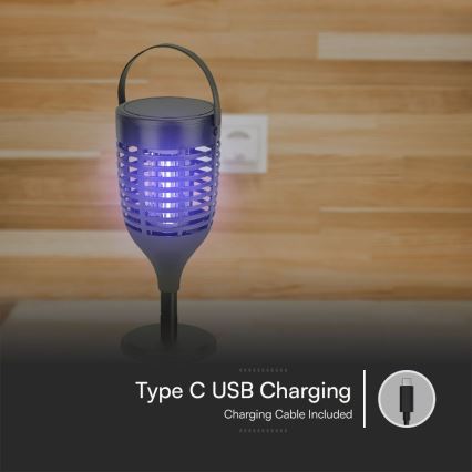 LED Ηλιακή παγίδα εντόμων 3 σε 1 LED/1,3W/3,7V IP24 20 μ² 2200 mAh