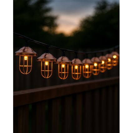 Ηλιακή LED γιρλάντα 10xLED/1,2V 300 mAh 3,8 m IP44 χάλκινη