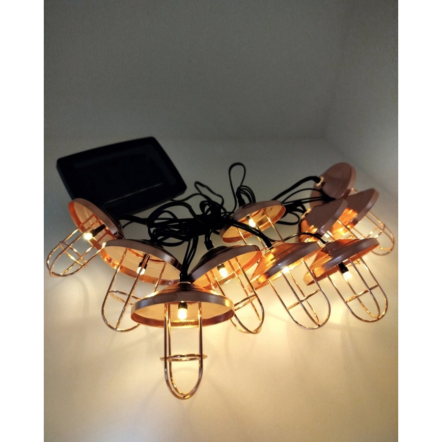 Ηλιακή LED γιρλάντα 10xLED/1,2V 300 mAh 3,8 m IP44 χάλκινη